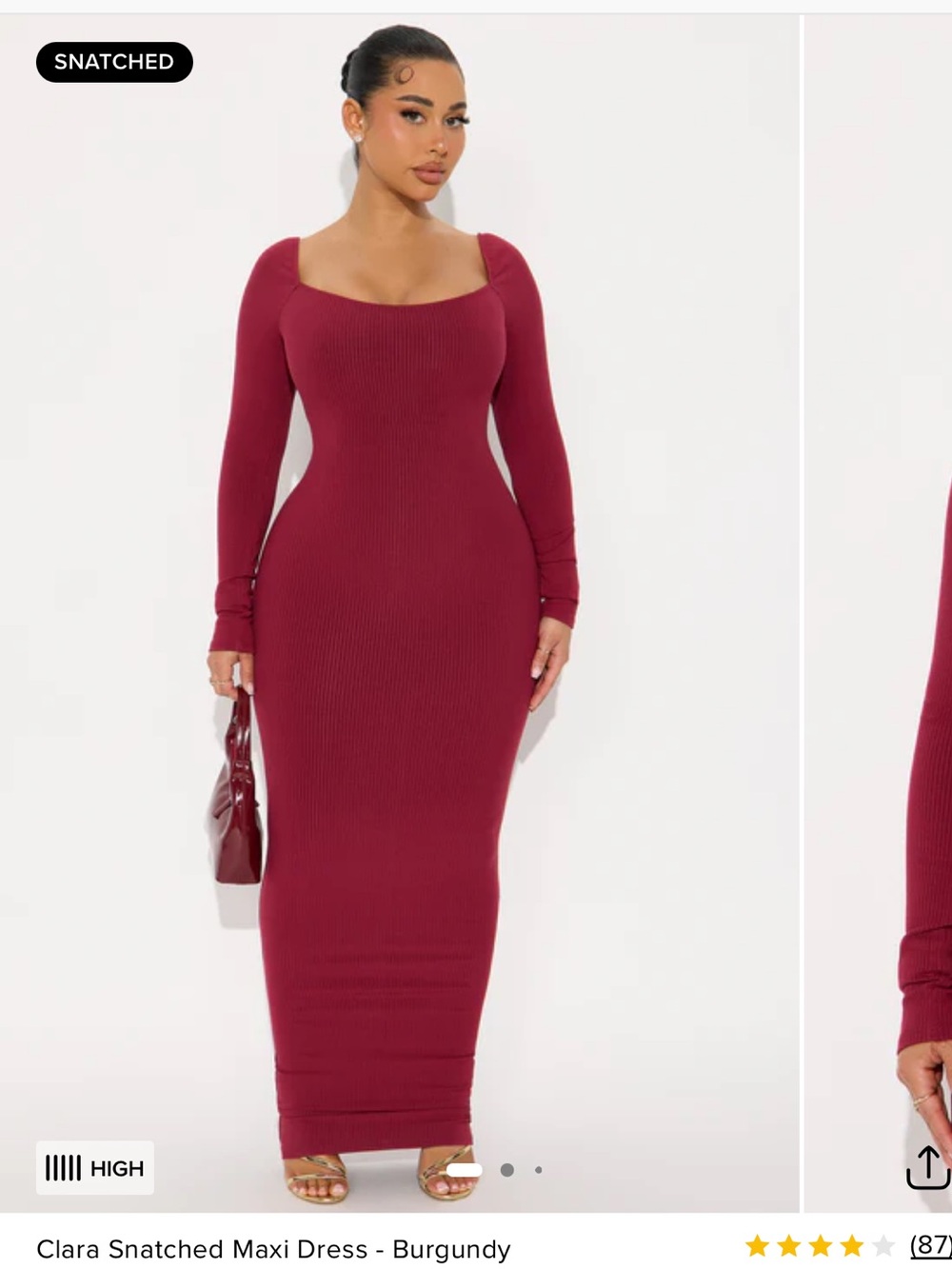 Fashion Nova Clara Snatched Maxi Dress - Burgundy